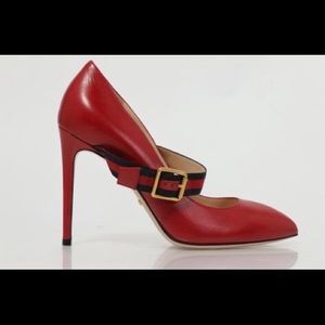 Gucci Sylvie Red Leather Pumps
